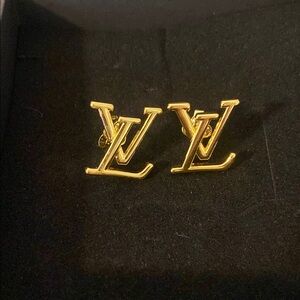 Gold Designer Logo Earrings